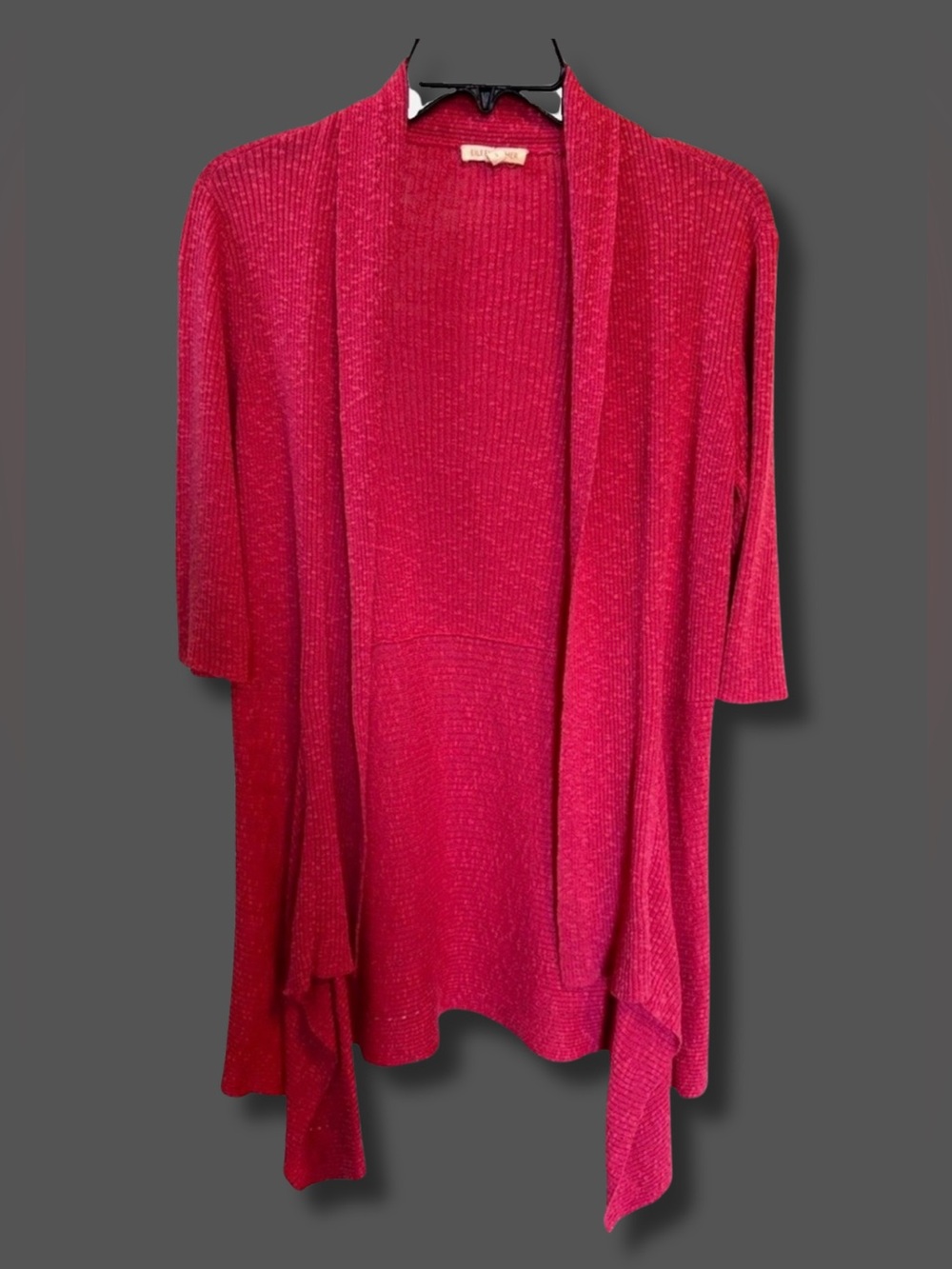 Eileen Fisher S Linen Cotton Cardigan Pink Waterfall Open Front Draped
